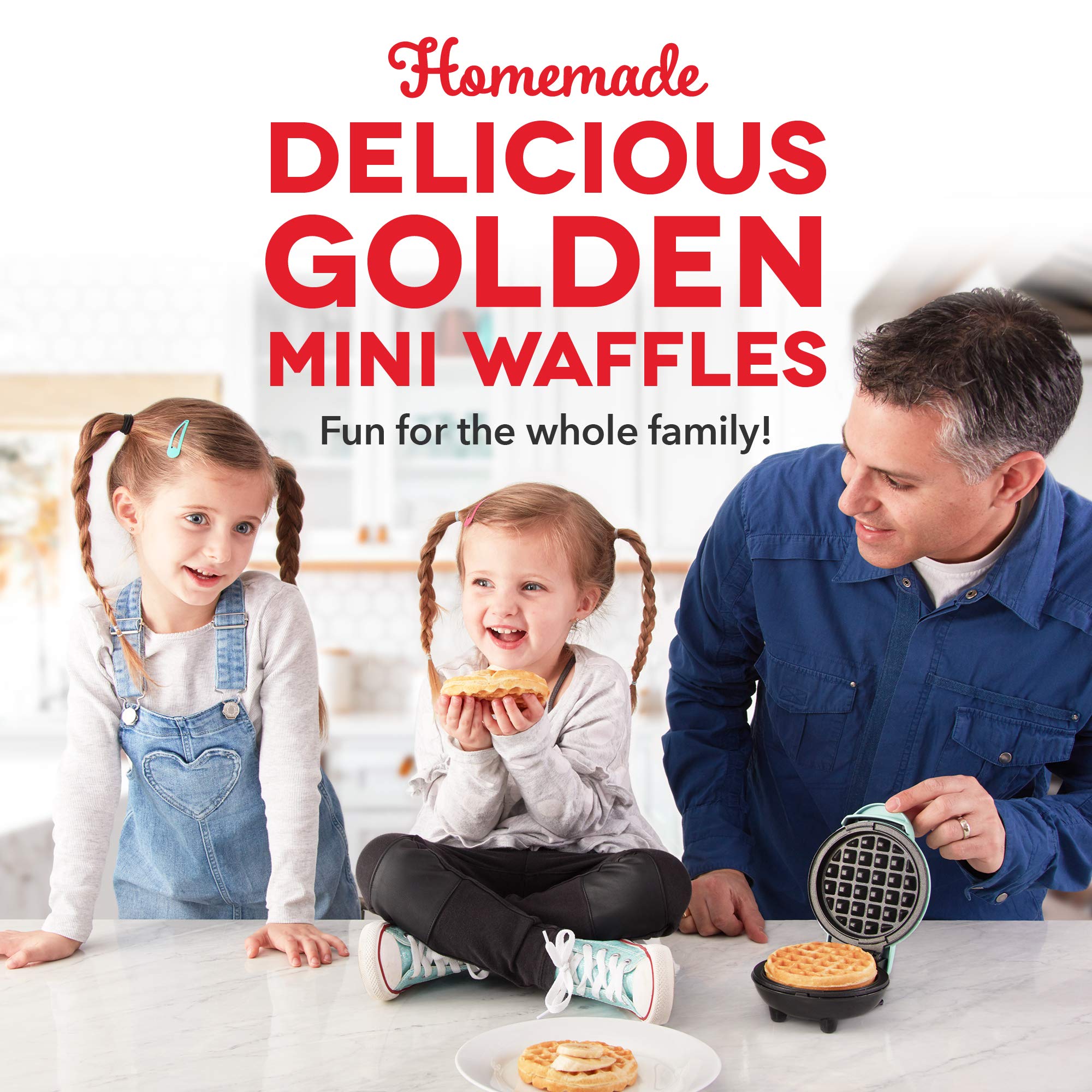 Dash Dmw100Rp Mini Maker For Individual Waffles, Hash Browns, Keto Chaffles With Easy To Clean, Non-Stick Surfaces, 4 Inch, Whit